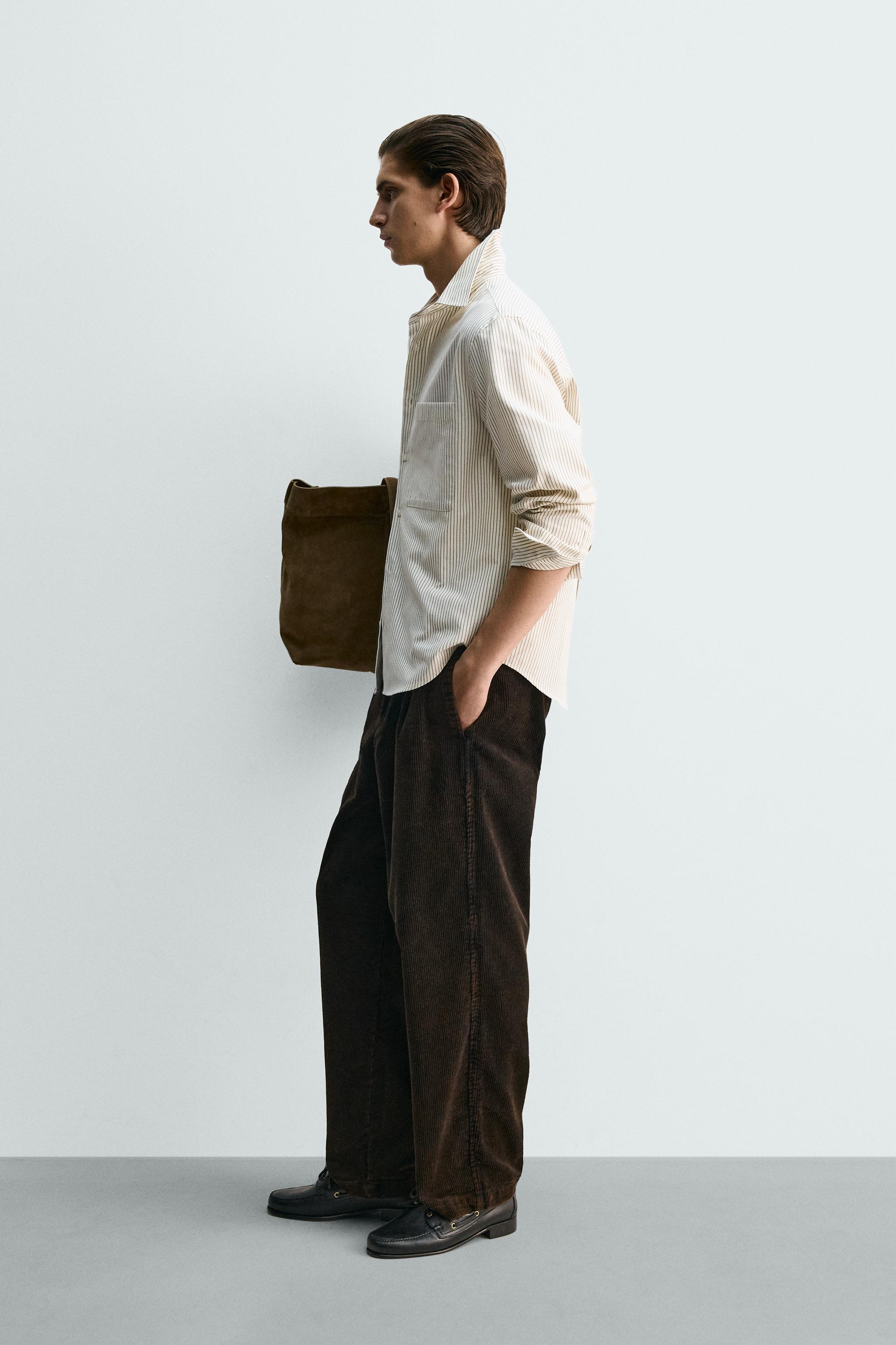 TEXTURED STRIPED OXFORD SHIRT